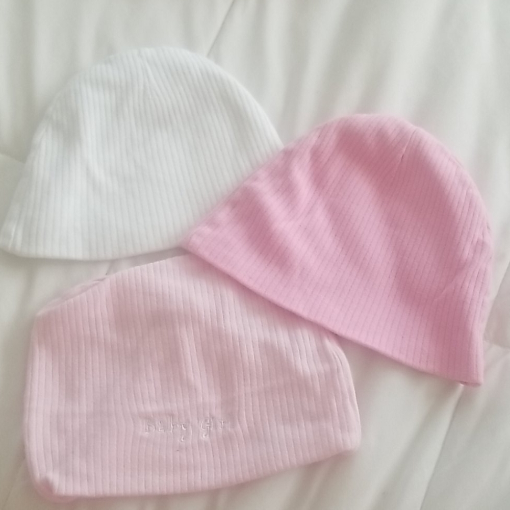 Baby Girl Set of 3 Hats 0-6M